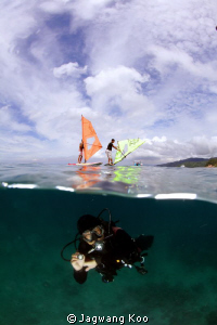 Windsurfing and Diving by Jagwang Koo 